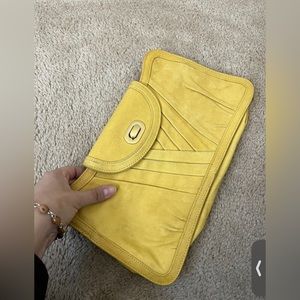 Tresje Yellow Mustard Clutch Bag Wallet Inner Pockets and Zipper Closure